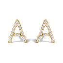10K White Gold 1/10 Cttw Diamond Initial â€œAâ€ Stud Earring
