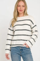 Zenana Wool Blend Striped Sweater