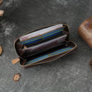 Genuine Leather Woven Patchwork Long Wallet
