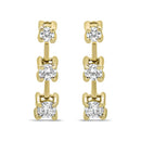 14K Yellow Gold 1/2 Cttw Round Diamond 3 Stone Graduated Linear Drop Past, Present and Future Stud Earrings (H-I Color, SI1-SI2 Clarity)