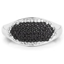 0.46 Carat Genuine Black Diamond and White Diamond .925 Sterling Silver Ring