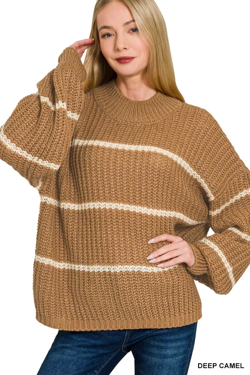 Zenana Oversize Striped Sweater