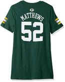 NFL Girls Clay Matthews Green Bay Packers Main Stripes V-Neck, Large/ 14