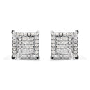 10K White Gold 1 1/4 Cttw Princess Diamond Composite Double Square and Halo Stud Earrings (I-J Color, I1-I2 Clarity)