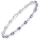 3.12 Carat Genuine Tanzanite .925 Sterling Silver Bracelet