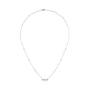 10K White Gold Bezel Set Princess Diamond 3 Stone Kite Shape and Station Necklace (H-I Color, SI2-I1 Clarity) - 18" Inches