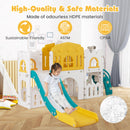 All-in-1 Toddler Slide Playset Playground with Tunnel and Ladder and Basketball