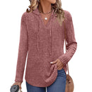 Long-sleeved Ribbed Brushed T-shirt Loose Fit