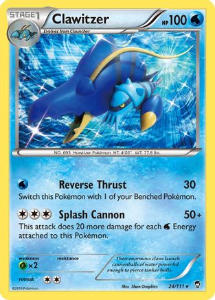 Clawitzer 024/111 - XY  Furious Fists Reverse Holofoil