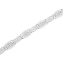 14K White Gold 2-1/2 Cttw Round-Brilliant & Baguette Cut Diamond 7" Alternating Flared Links Tennis Bracelet (H-I Color, SI1-SI2 Clarity)