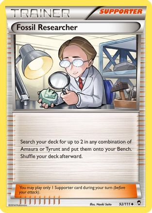 Fossil Researcher 092/111 - XY  Furious Fists Reverse Holofoil