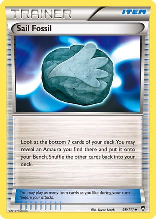 Sail Fossil 098/111 - XY  Furious Fists Reverse Holofoil