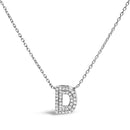 10K White Gold Diamond Accent "A" Initial Bubble Pendant Necklace