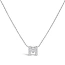 10K White Gold Diamond Accent "A" Initial Bubble Pendant Necklace