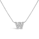 10K White Gold Diamond Accent "A" Initial Bubble Pendant Necklace