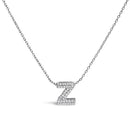 10K White Gold Diamond Accent "A" Initial Bubble Pendant Necklace