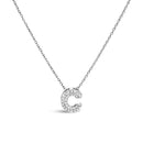 10K White Gold Diamond Accent "A" Initial Bubble Pendant Necklace