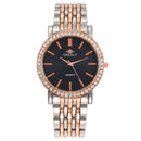 Simple Casual Quartz Watch with Steel Strap and Diamond Detailing