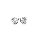 14k White Gold Stud Earrings with White Hue Faceted Cubic Zirconia