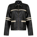 Women's Retro Contrast Color Split Leather Coat