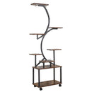 8 Tiered Plant Stand Indoor With Grow Lights S-shaped Lighted Plant Shelf 61.42in Plant Tower with 4 Lockable Wheels for Living Room Patio