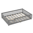 Montessori Floor Bed with Safety Guardrails and Lockable Door
