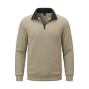 Mens Diamond-Check Half-Zip Stand-Collar Long-Sleeve Sweatshirt