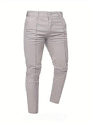 Mens Slim-fit Casual Pants Solid Color