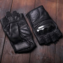 Yellow Cowhide Half Finger Motorcycle Gloves
