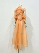 Sheer Organza Trench-Style Maxi Coat