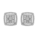 .925 Sterling Silver 3/8 Cttw Miracle Set Round Diamond Double Halo Cluster Earrings (I-J Color, I2-I3 Clarity)