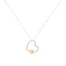 10KT Two Tone Gold 1/6 cttw Diamond Floating Heart Pendant Necklace (K-L, I1-I2)