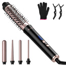 5 in 1 Curling Wand Hair Curling Iron Brush Hair Thermal Brush Curler with 4 Heating Levels 360¡ Rotatable Cable 5 Interchangeable Barrels 2 Clips Lea