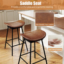 Set of 2 Swivel Barstools Faux Leather Upholstered Backless with Footrest