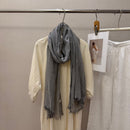 Striped Pleated Cotton-Linen Scarf