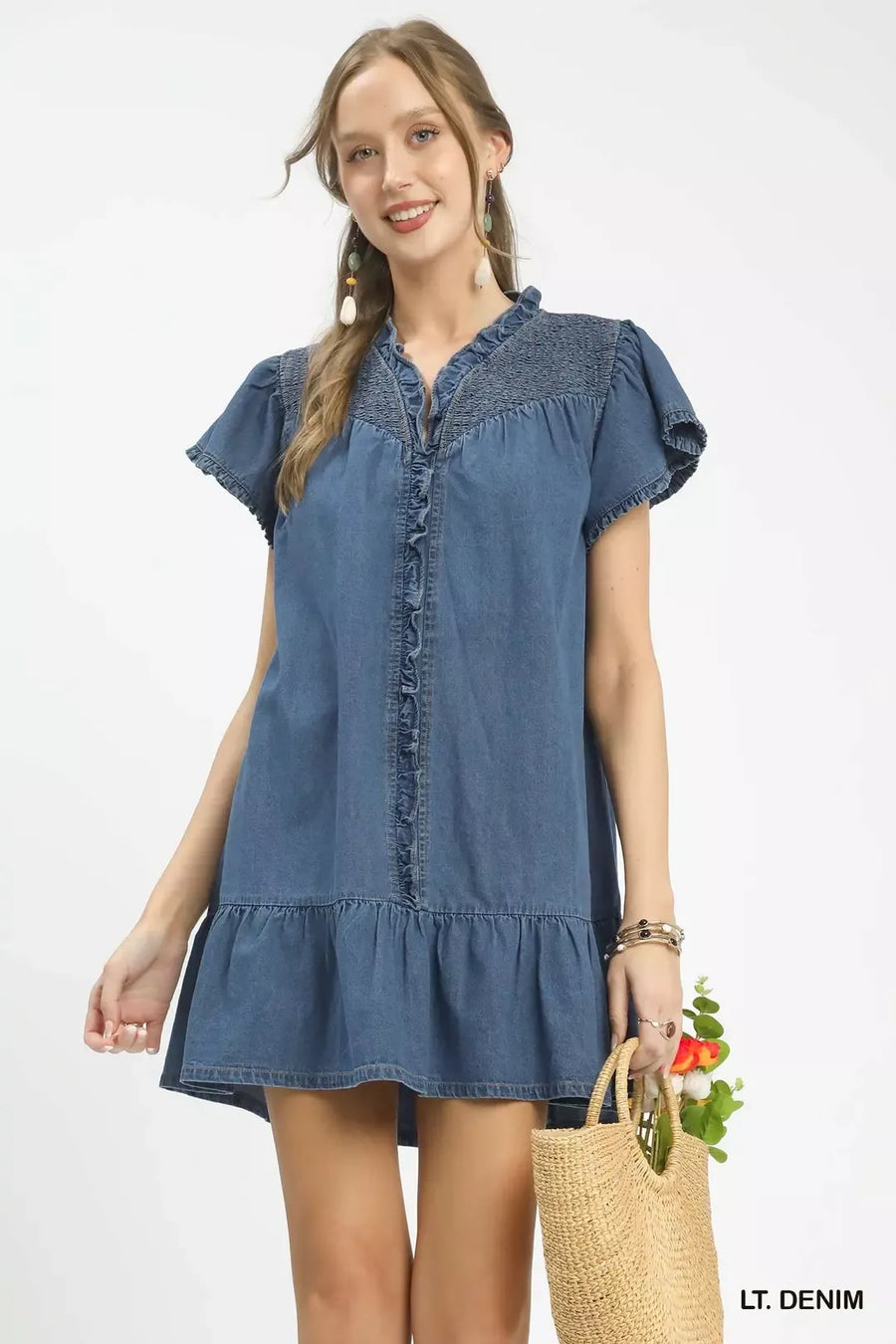 umgee denim dress Plus Size Blue Midi 2XL line dress Umgee Denim raw hem midi