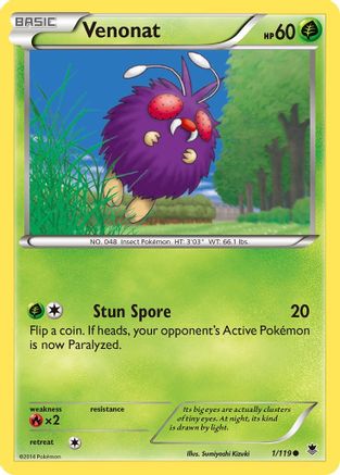 Venonat 001/119 - XY  Phantom Forces Reverse Holofoil