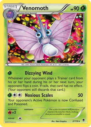 Venomoth 002/119 - XY  Phantom Forces Reverse Holofoil