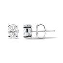 14K White Gold 2.0 Cttw Prong Set Lab Grown Oval Diamond Solitaire Stud Earring (F-G Color, VS1-VS2 Clarity)