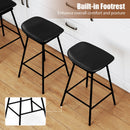 Set of 2 Swivel Barstools Faux Leather Upholstered Backless with Footrest
