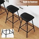 Set of 2 Swivel Barstools Faux Leather Upholstered Backless with Footrest