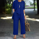 Sleeveless Top Cardigan Wide Leg Pants Suit