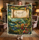 Personalized Enchanted Forest Blanket with Name - Once Upon a Time Frog Prince and Toadstool Fairytale Fleece Throw for Kids and Babies