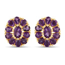18K Yellow Gold Plated 3.84 Carat Genuine Amethyst .925 Sterling Silver Earrings