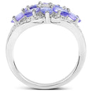 2.27 Carat Genuine Tanzanite and White Zircon .925 Sterling Silver Ring