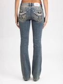 Retro Rhinestone-embellished Embroidered Wing Jeans