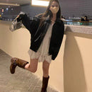 American-style Vintage Leather Jacket Women's Short