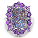 5.97 Carat Genuine Drusy Quartz and Amethyst .925 Sterling Silver Ring