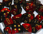 Gemini 3 Polyhedral Black-Red/gold 7-Die Set