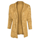 Women's Sequin Long Sleeve Temperament Mid-length Polo Collar Solid Color Coat